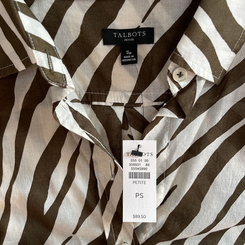 Nwt Talbots Zebra Tiger Print Button Up - Sp - image 4